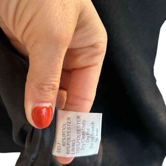 LRA Asymmetrical Black Wool Blend Open Front Coat Size M Waterfall Fall - Picture 7 of 10